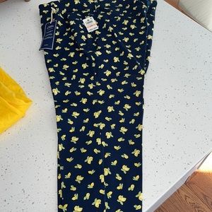 Charter Club Bristol Capri Blue Stretch Denim Lemons Graphic Size 14W NWT